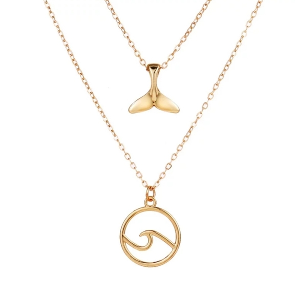 Jewelry - 2 for $20 Whale Tail Wave Pendant Layered Necklace